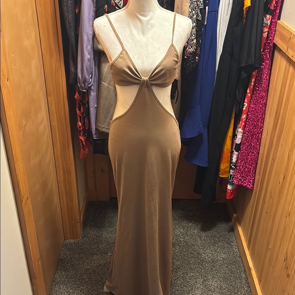 Elegant Tan Maxi Dress